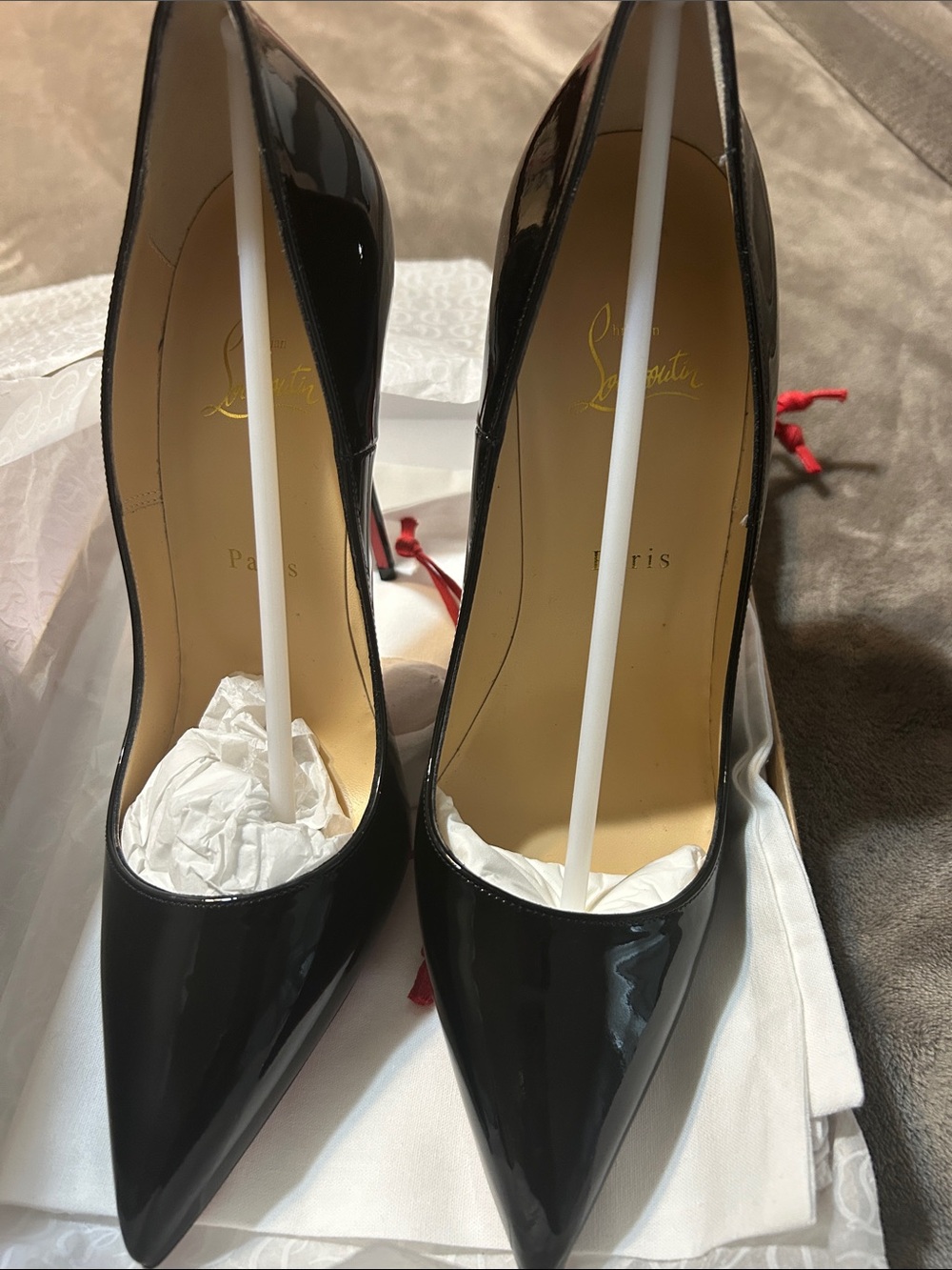 Christian Louboutin Black Patent Pointed-Toe Stiletto Pumps